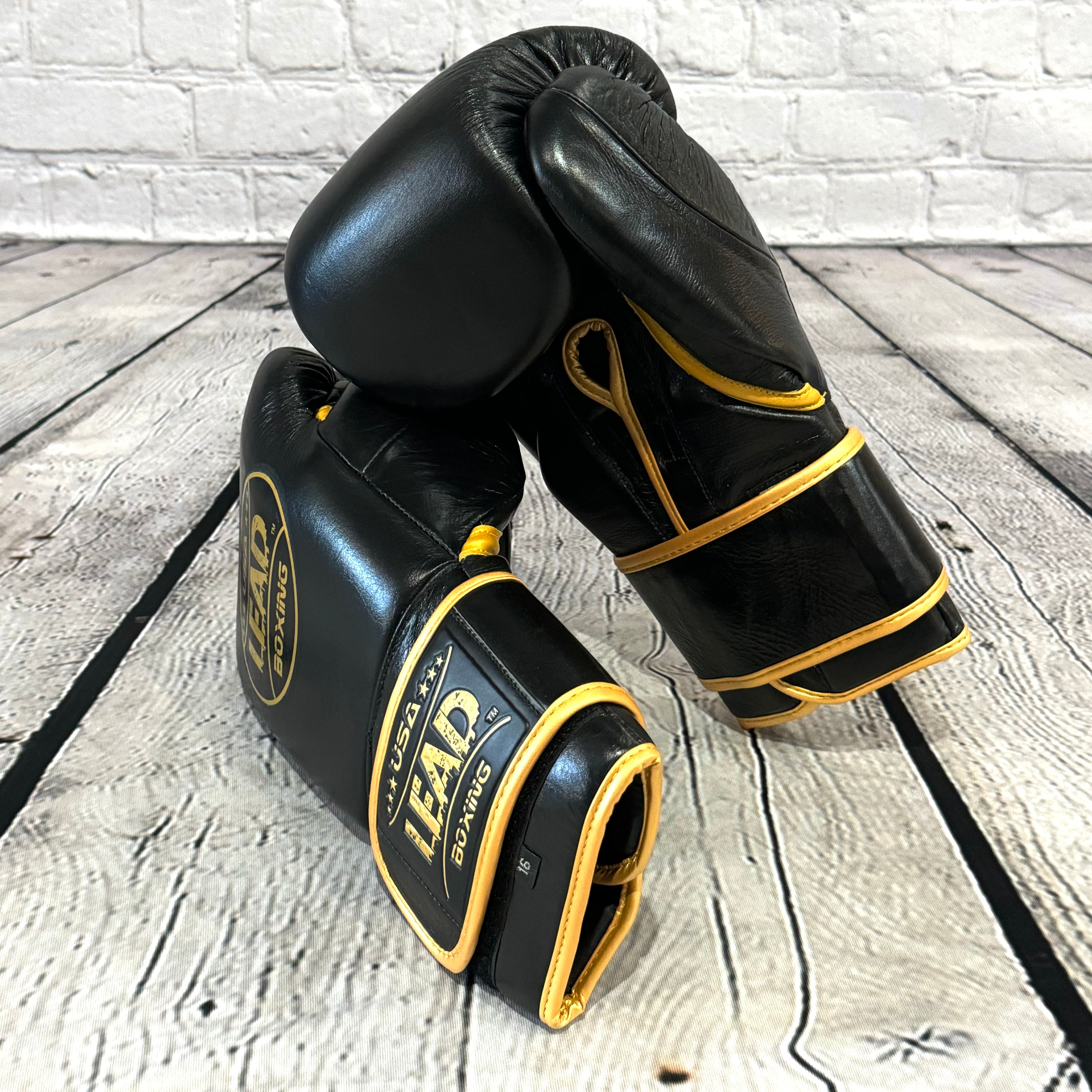 LEAD PRO Training  Velcro Gloves ( Black-Gold Logo )