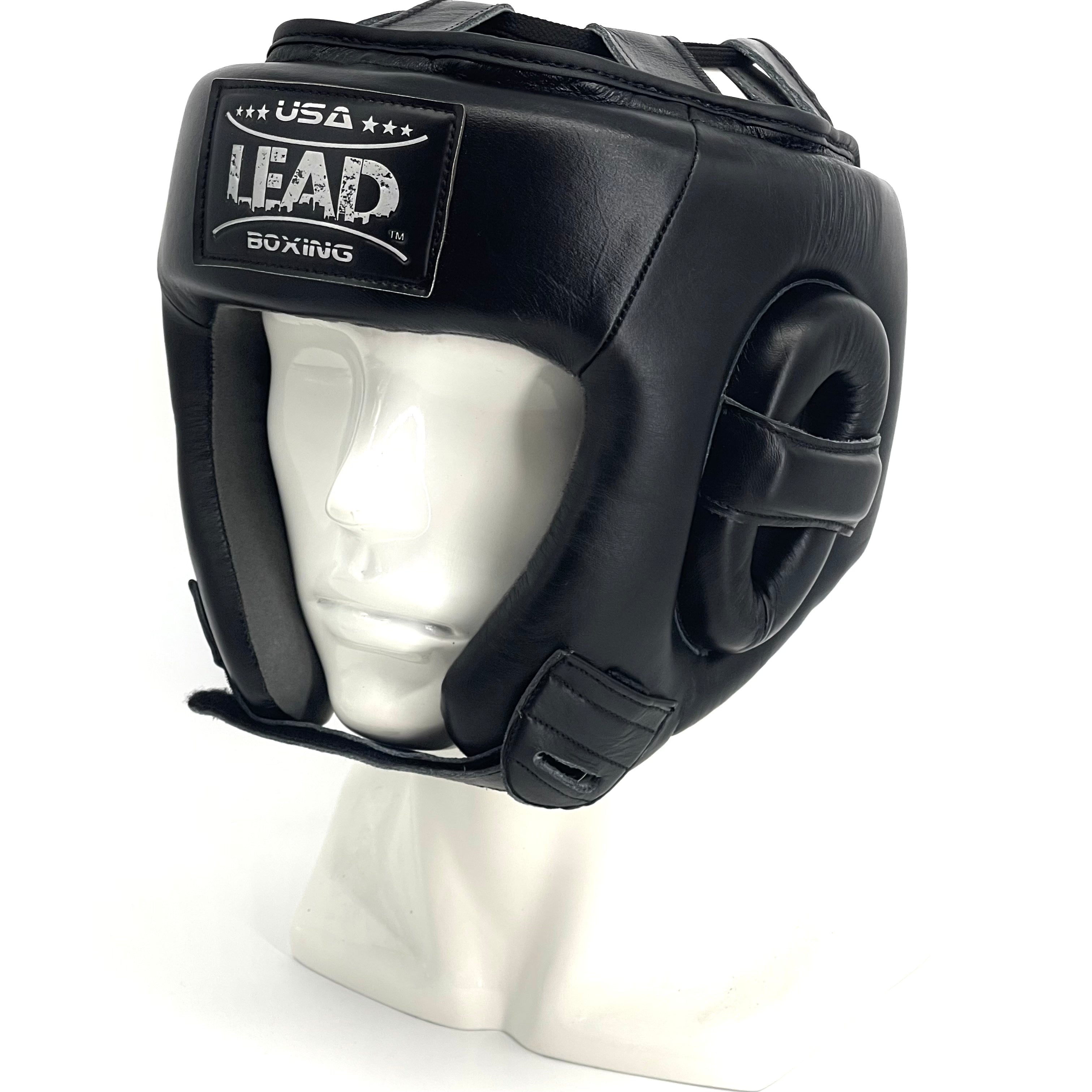 LEAD Open Face Headgear (Black -Silver Logo)