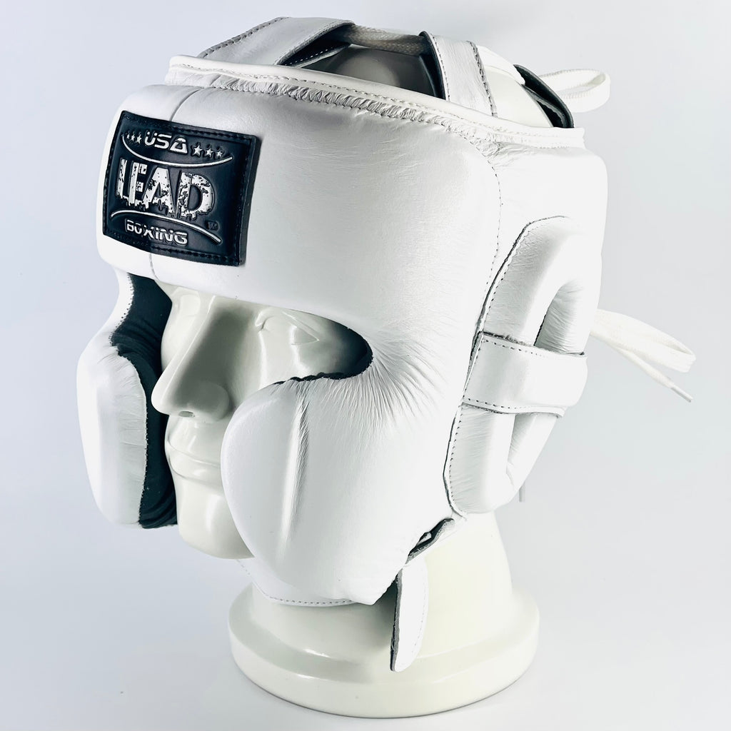 LEAD Mex Headgear (White w/Black-Silver Logo)