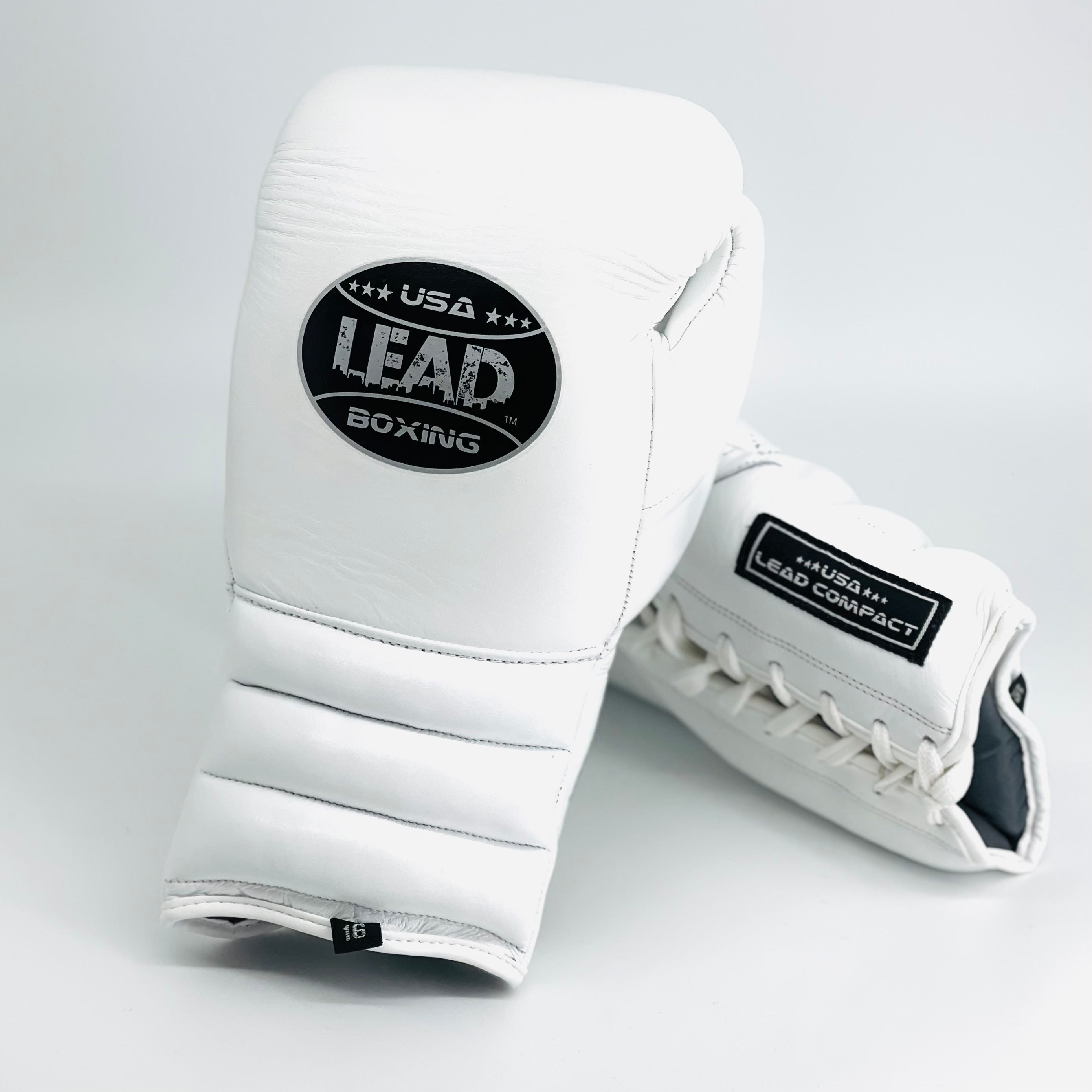 Lead Compact Sparring Gloves (White with Black-Silver Logo )