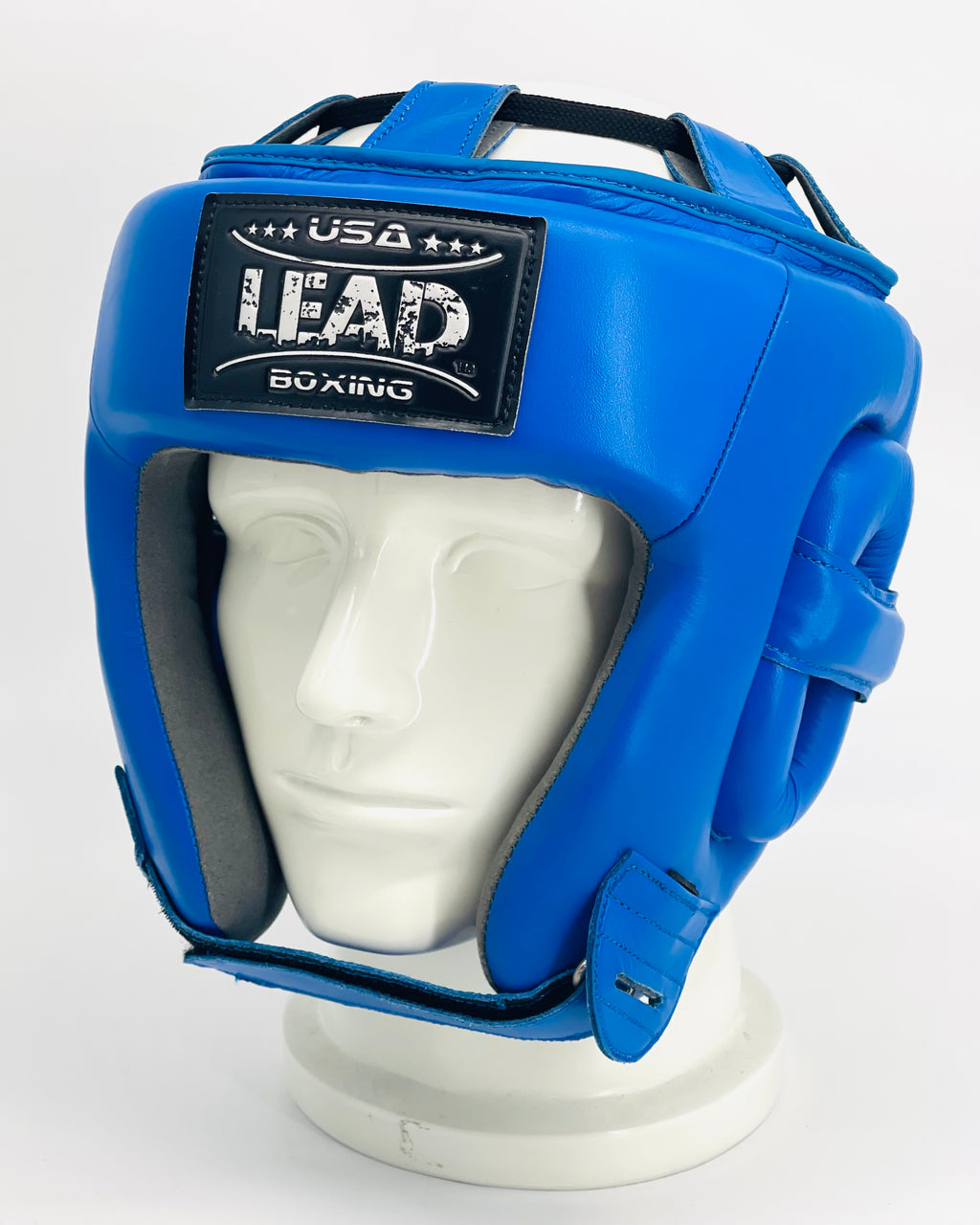 LEAD  OPEN-FACE  HEADGEAR ( Blue w/ Black&Silver Logo)