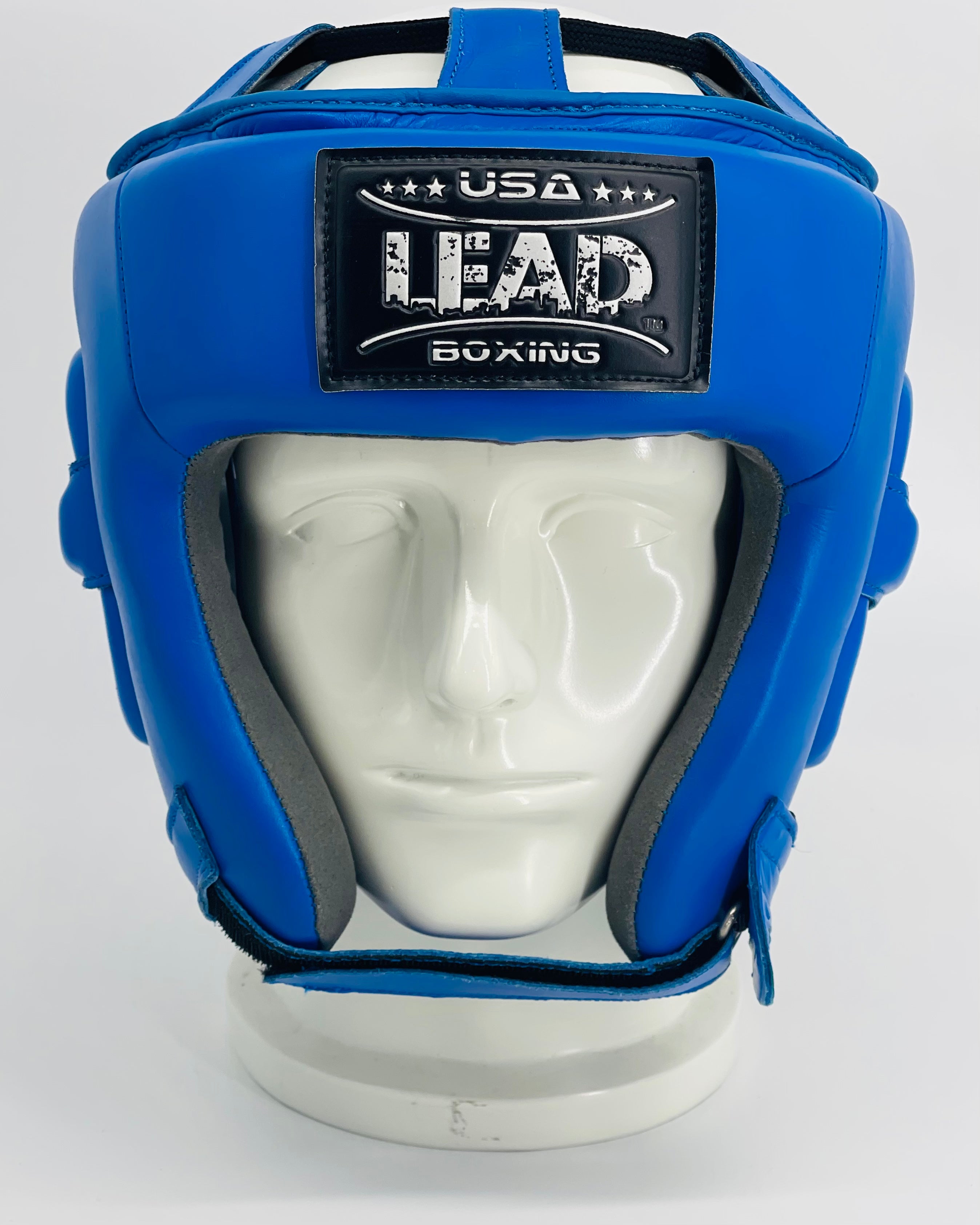 LEAD  OPEN-FACE  HEADGEAR ( Blue w/ Black&Silver Logo)