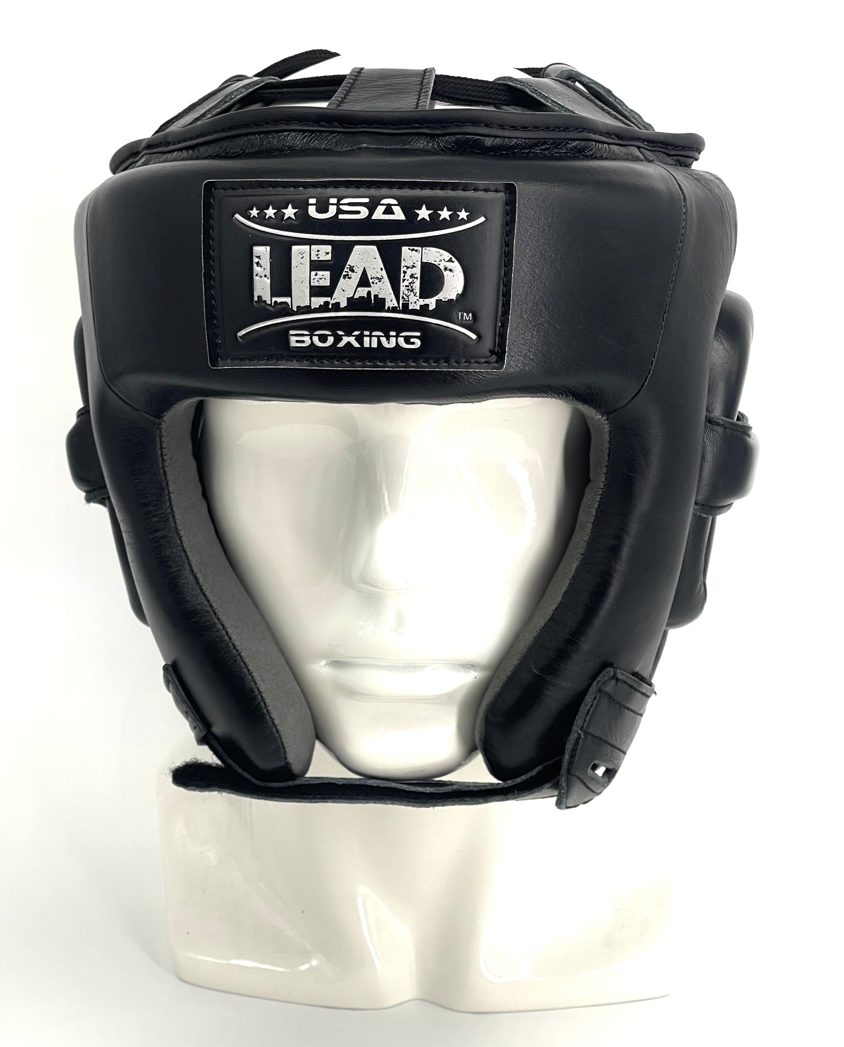 LEAD Open Face Headgear (Black -Silver Logo)