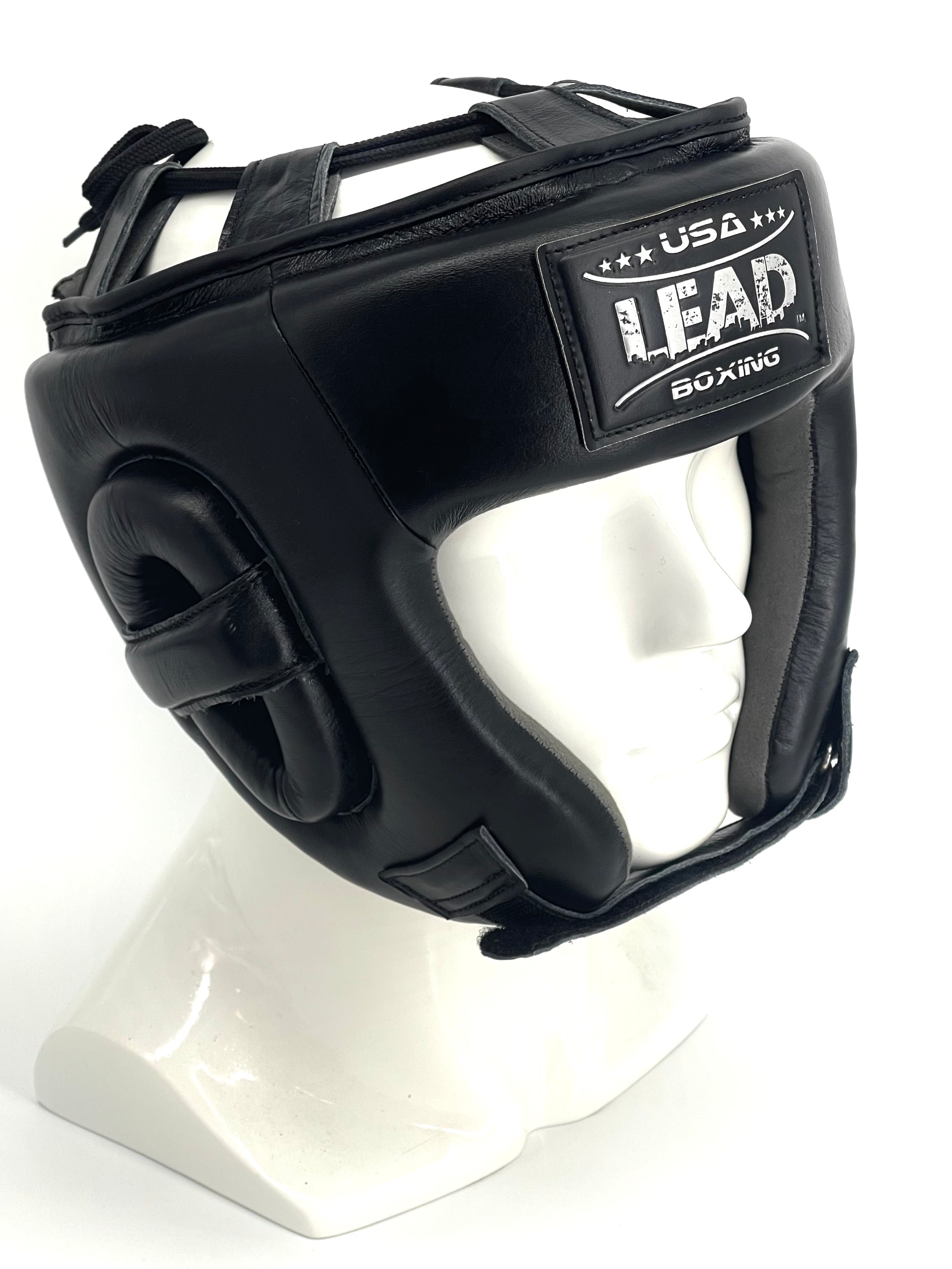 LEAD Open Face Headgear (Black -Silver Logo)