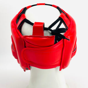 LEAD  OPEN-FACE  HEADGEAR ( Red w/ Black&Silver Logo)