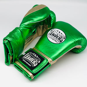 SuperLEAD MEX  Boxing Gloves Velcro (Green Metallic / Gold)