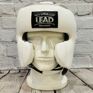 Lead Mex Headgear (White w/ Black&Silver Logo)