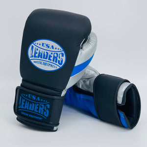 Infinity Matte Leather Velcro Gloves (Black Matte /Blue Matte)