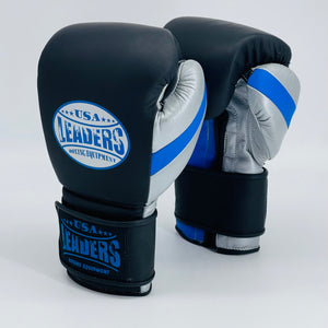 Infinity Matte Leather Velcro Gloves (Black Matte /Blue Matte)