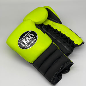 LEAD  Sparring Gloves ( Neon Green - Black Matte-Silver logo  )