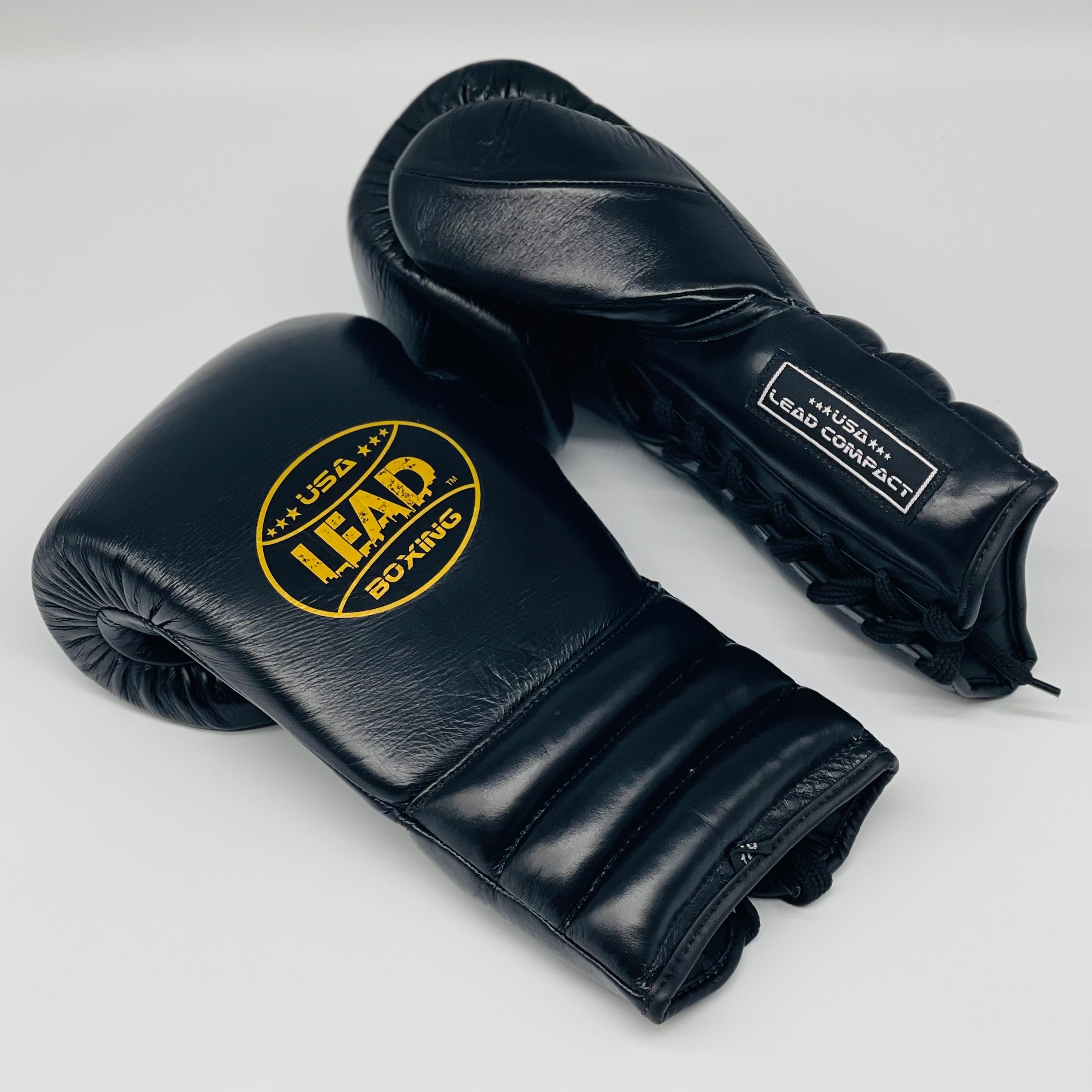 Lead Compact Sparring Gloves (Black-Gold Logo)
