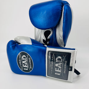 LEAD Boxing Fight Gloves (Metallic Blue/Silver)