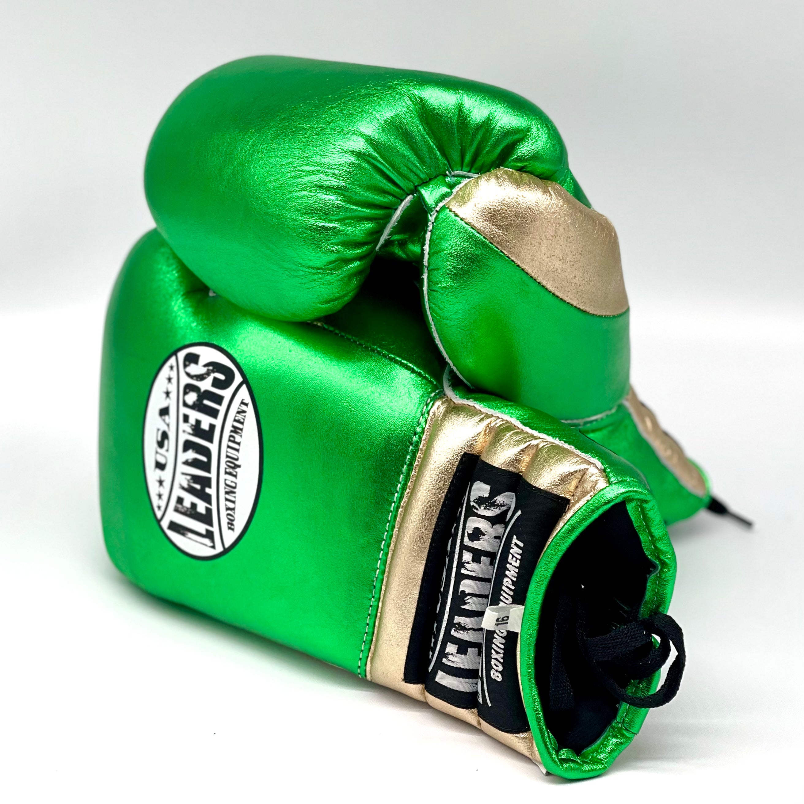 SuperLEAD MEX  Boxing Gloves Laced  (Metallic Green-Gold)