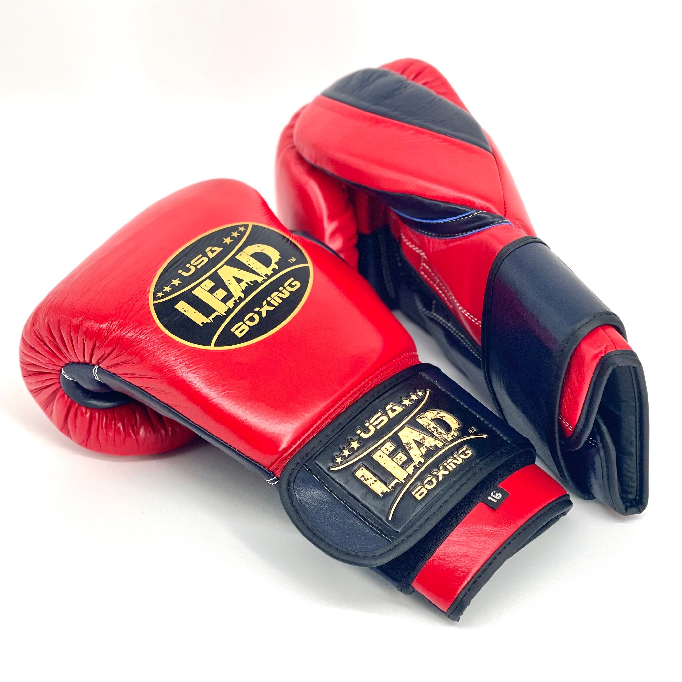 LEAD PRO Training  Gloves ( Red/Navy Blue /Gold ) Velcro Closure