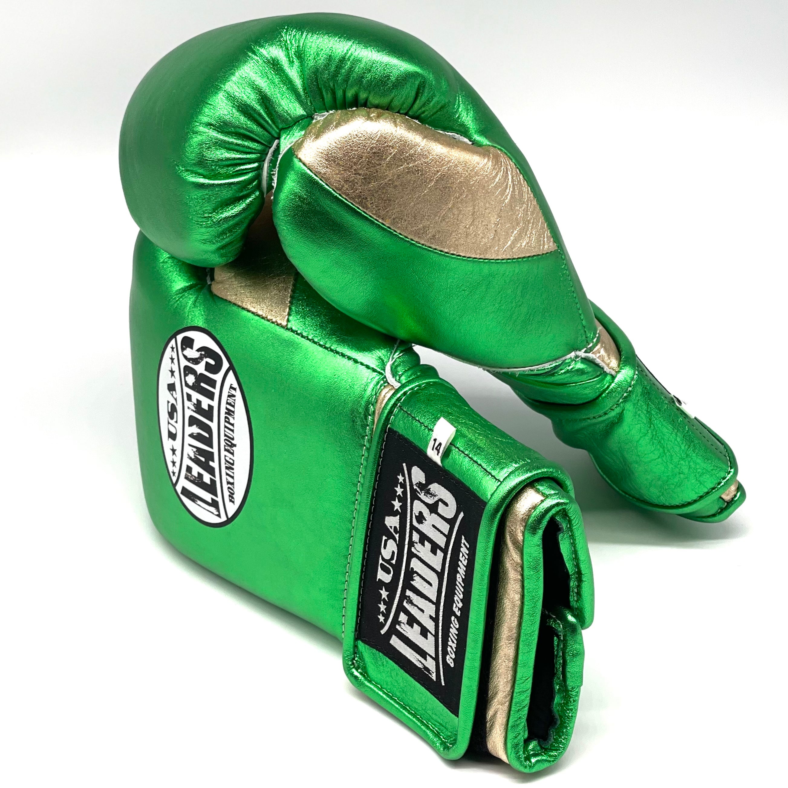 SuperLEAD MEX  Boxing Gloves Velcro (Green Metallic / Gold)