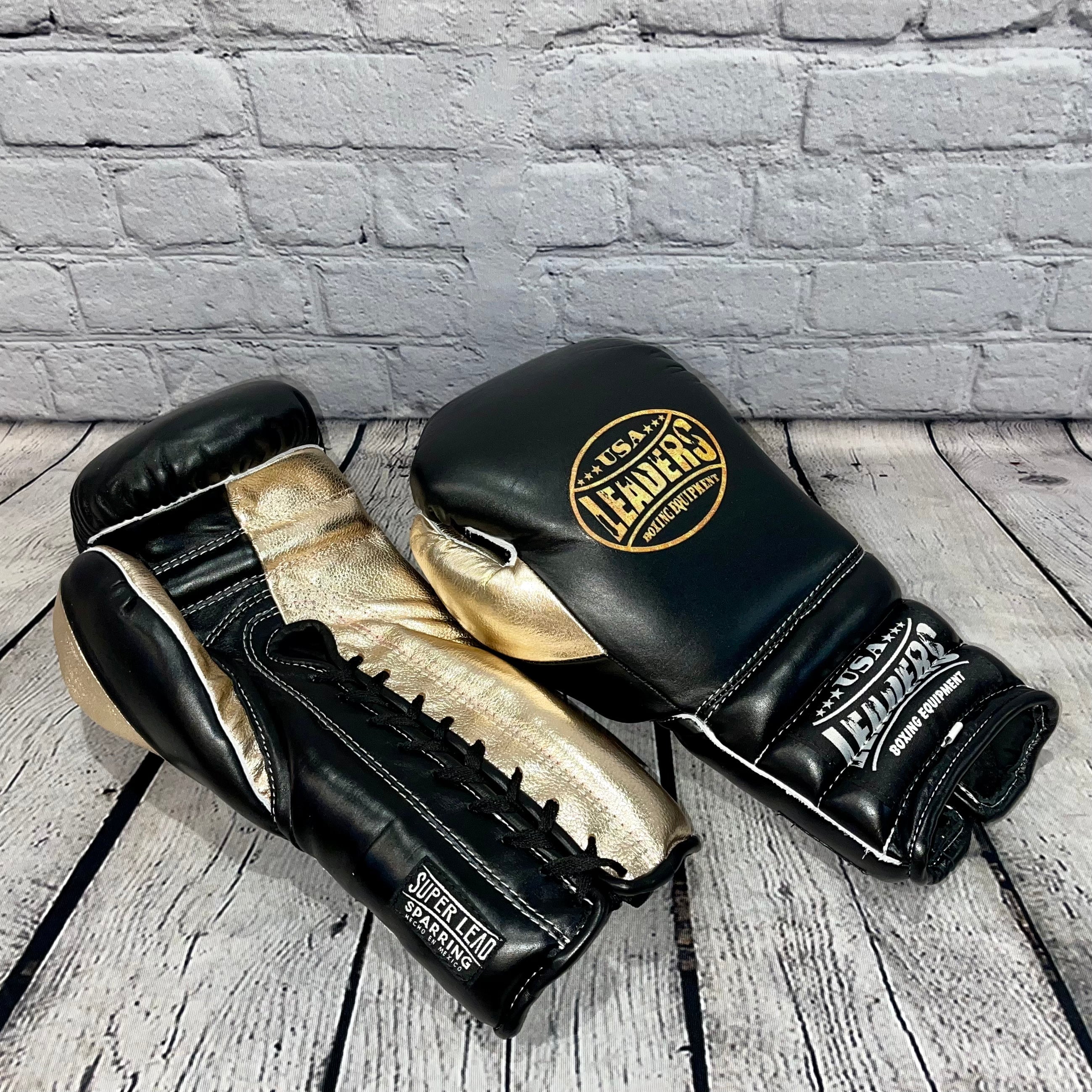 SuperLEAD Laced Boxing Gloves ( Black/Gold)