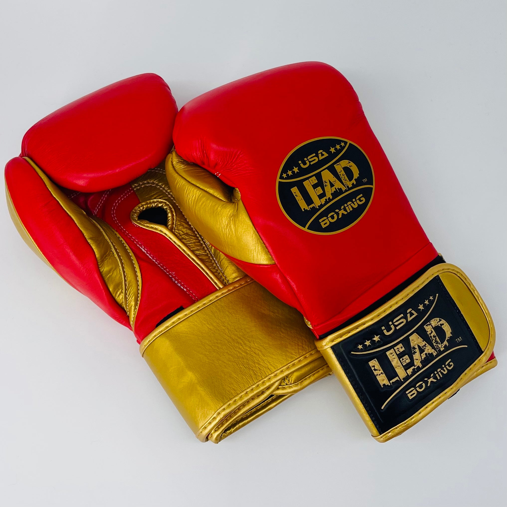 LEAD Boxing Fight Velcro Gloves (Red/Gold)