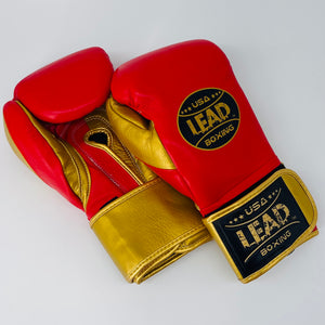 LEAD Boxing Fight Velcro Gloves (Red/Gold)