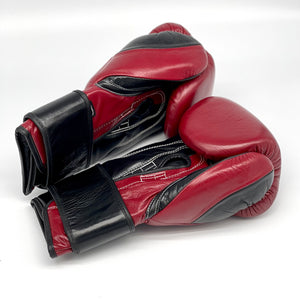 LEAD Sparring Boxing Velcro Gloves (Maroon/Black/Silver) )