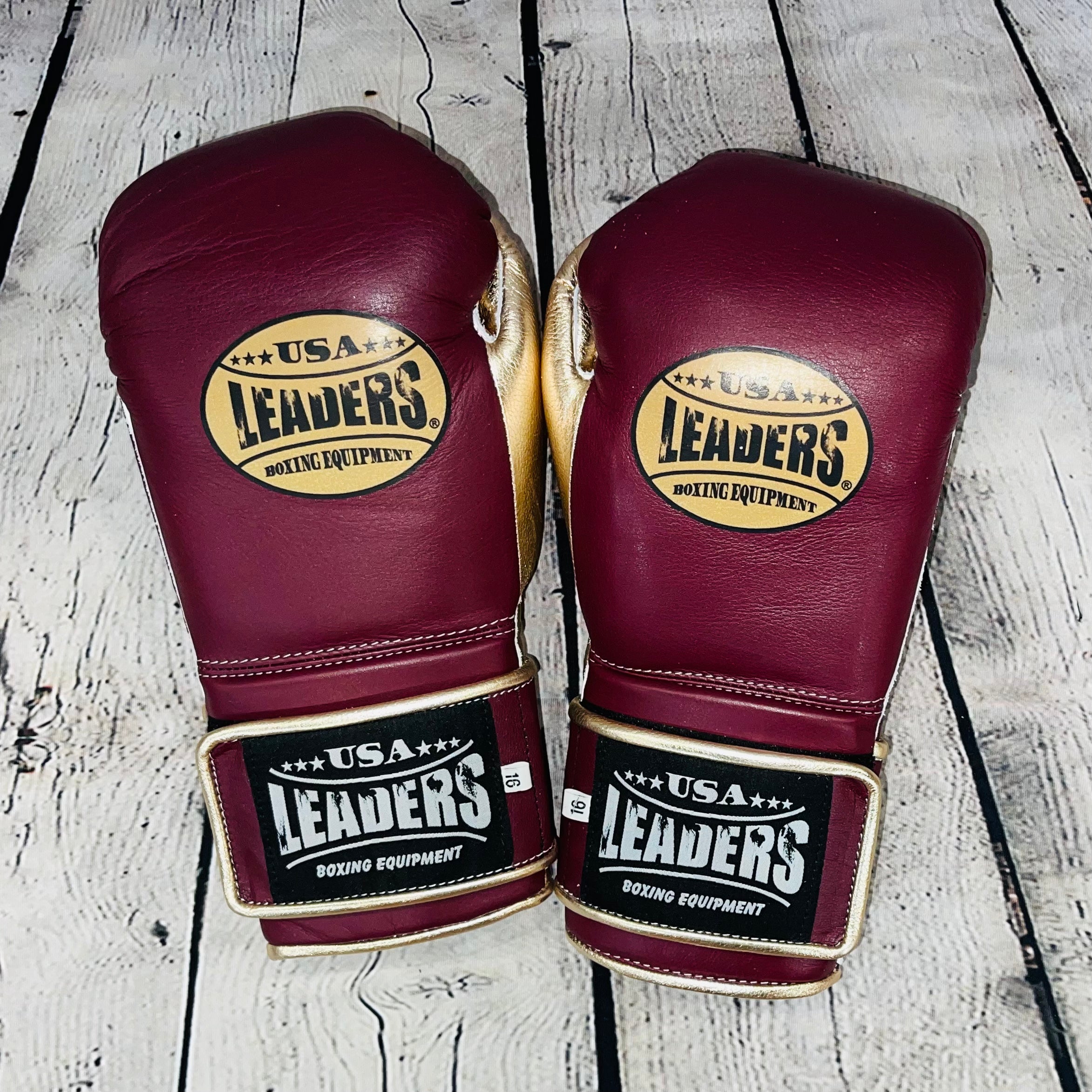 SuperLEAD Velcro Boxing Gloves (Maroon /Gold)