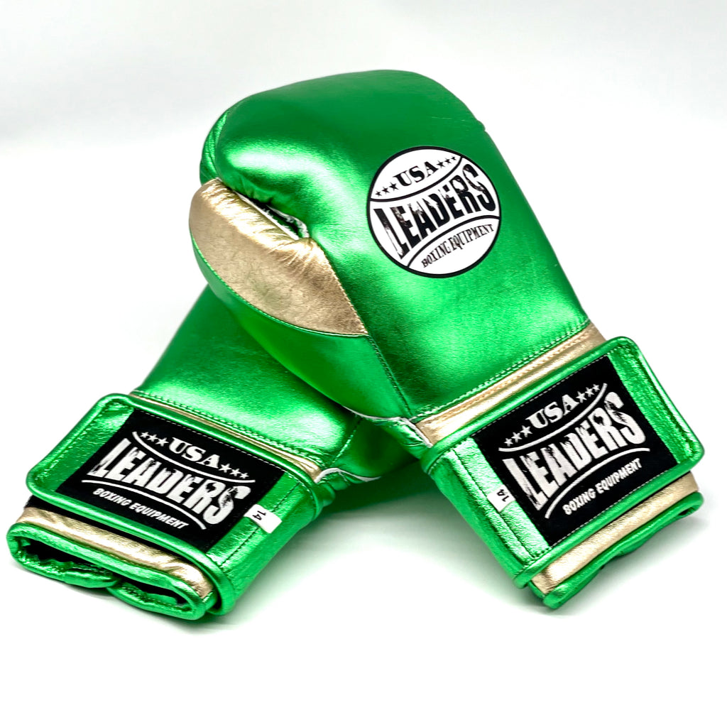 SuperLEAD MEX Boxing Gloves Velcro (Metallic Green-Gold)