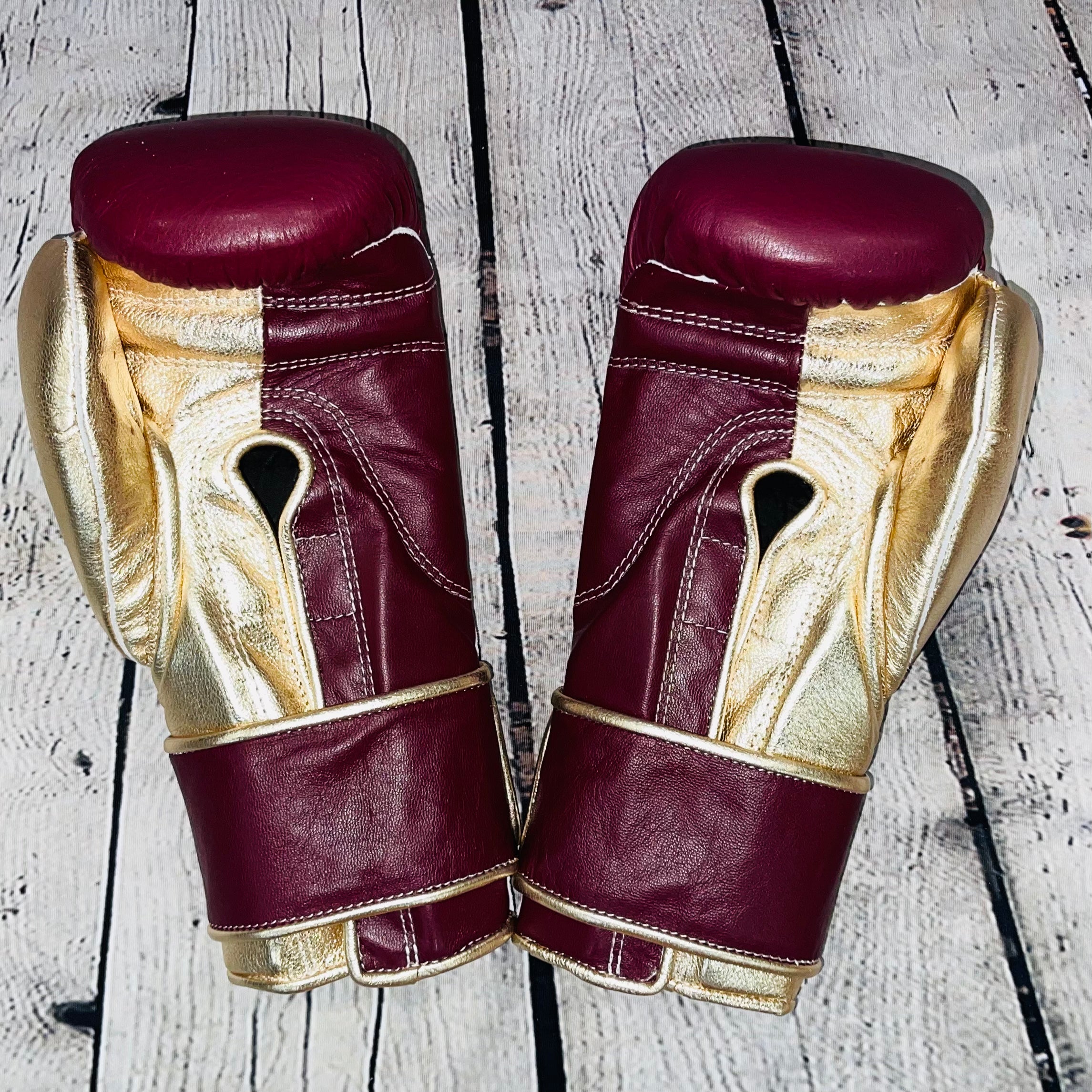 SuperLEAD Velcro Boxing Gloves (Maroon /Gold)
