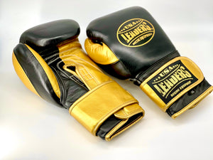 Leaders Boxing Gloves Hook & Loop  ( Black/Gold)