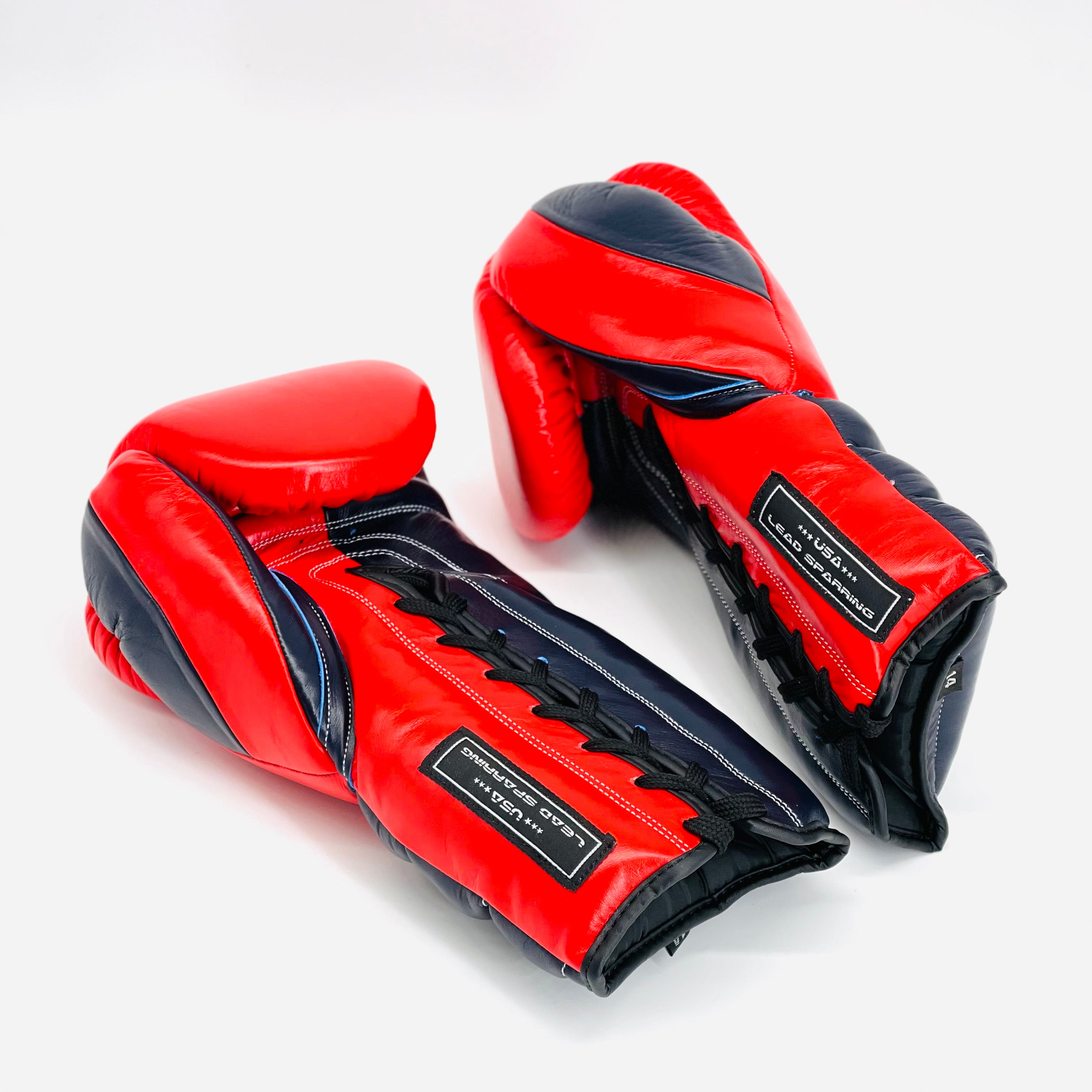 LEAD Sparring Gloves Laced  (Red-Navy Blue-Gold )