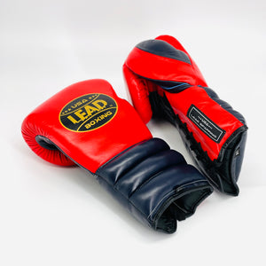 LEAD Sparring Gloves Laced  (Red-Navy Blue-Gold )