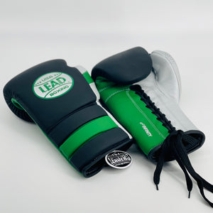 Infinity Matte Leather Laced Gloves (Black / Green /Silver )