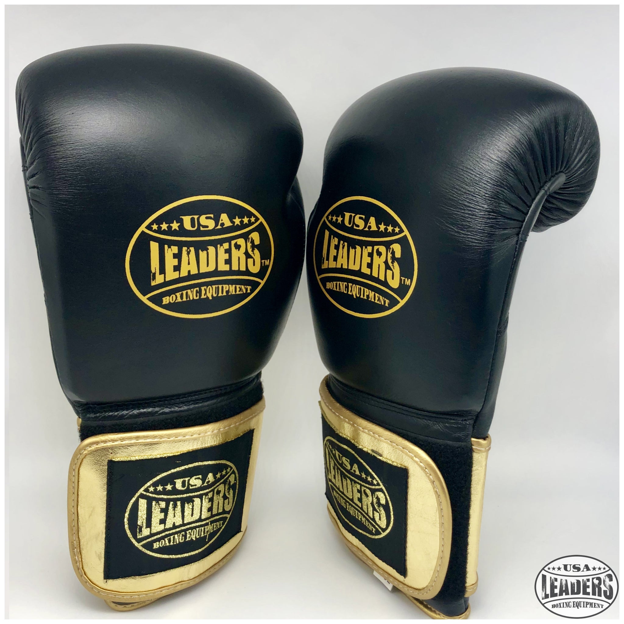 Velcro Boxing Training Gloves (Black-Metallic Gold)