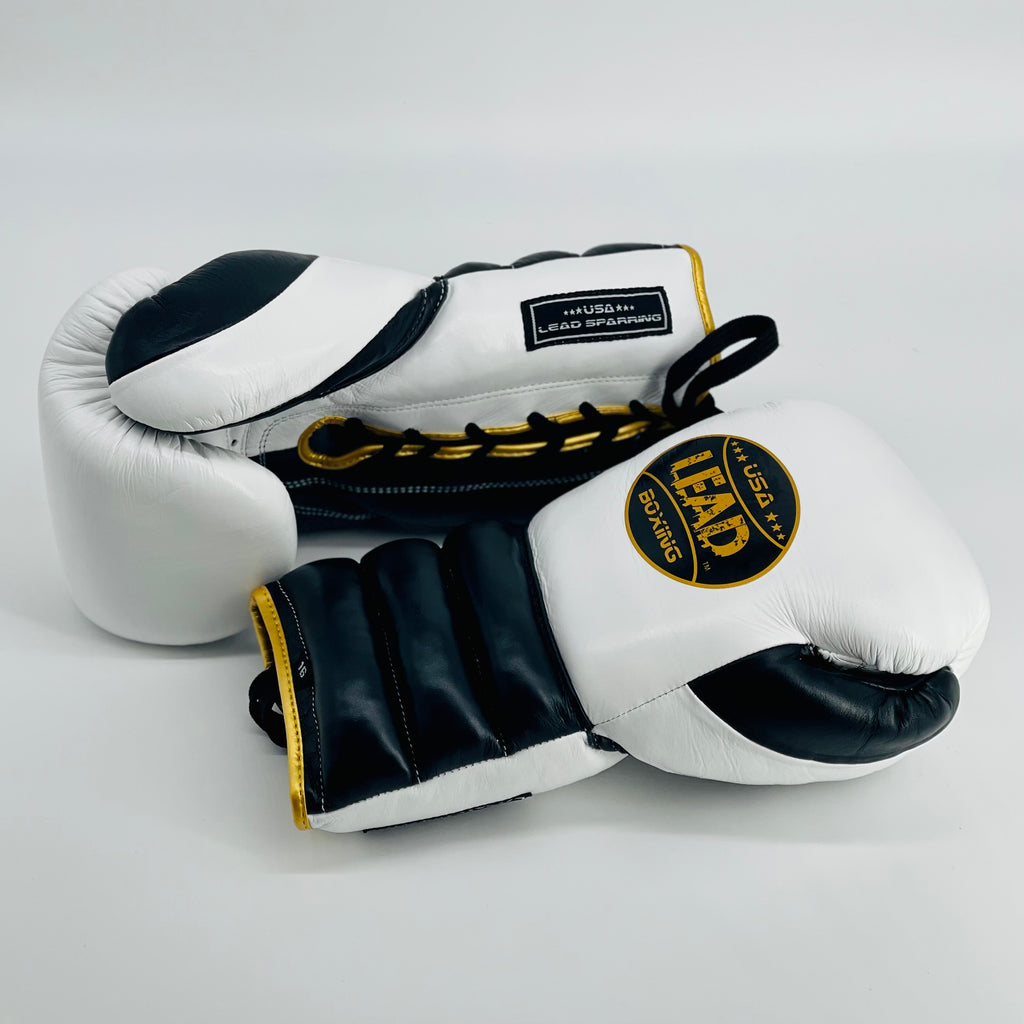 LEAD  Sparring Gloves (Black-White-Gold )