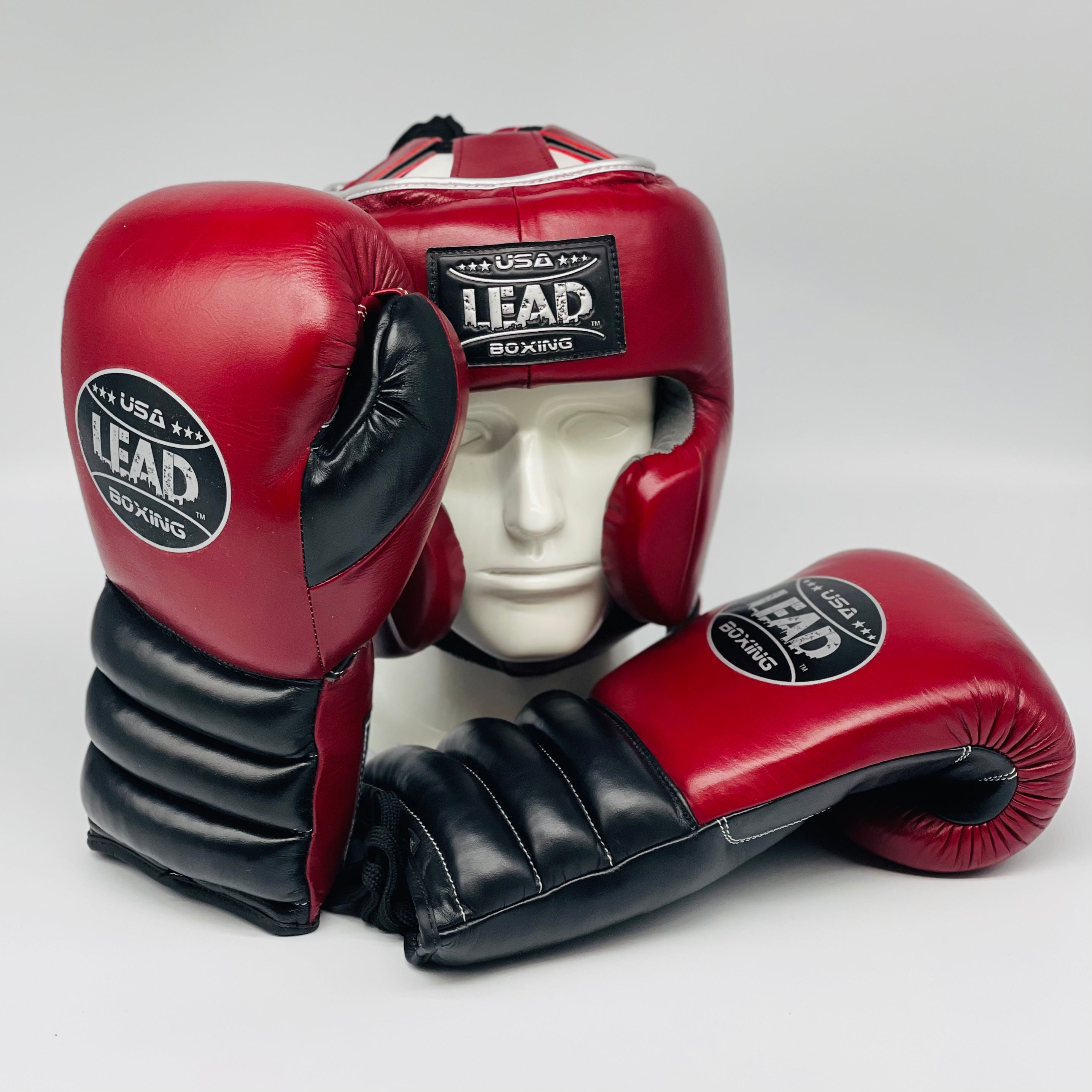 LEAD Boxing Sparring Set ( Maroon/Black/Silver)