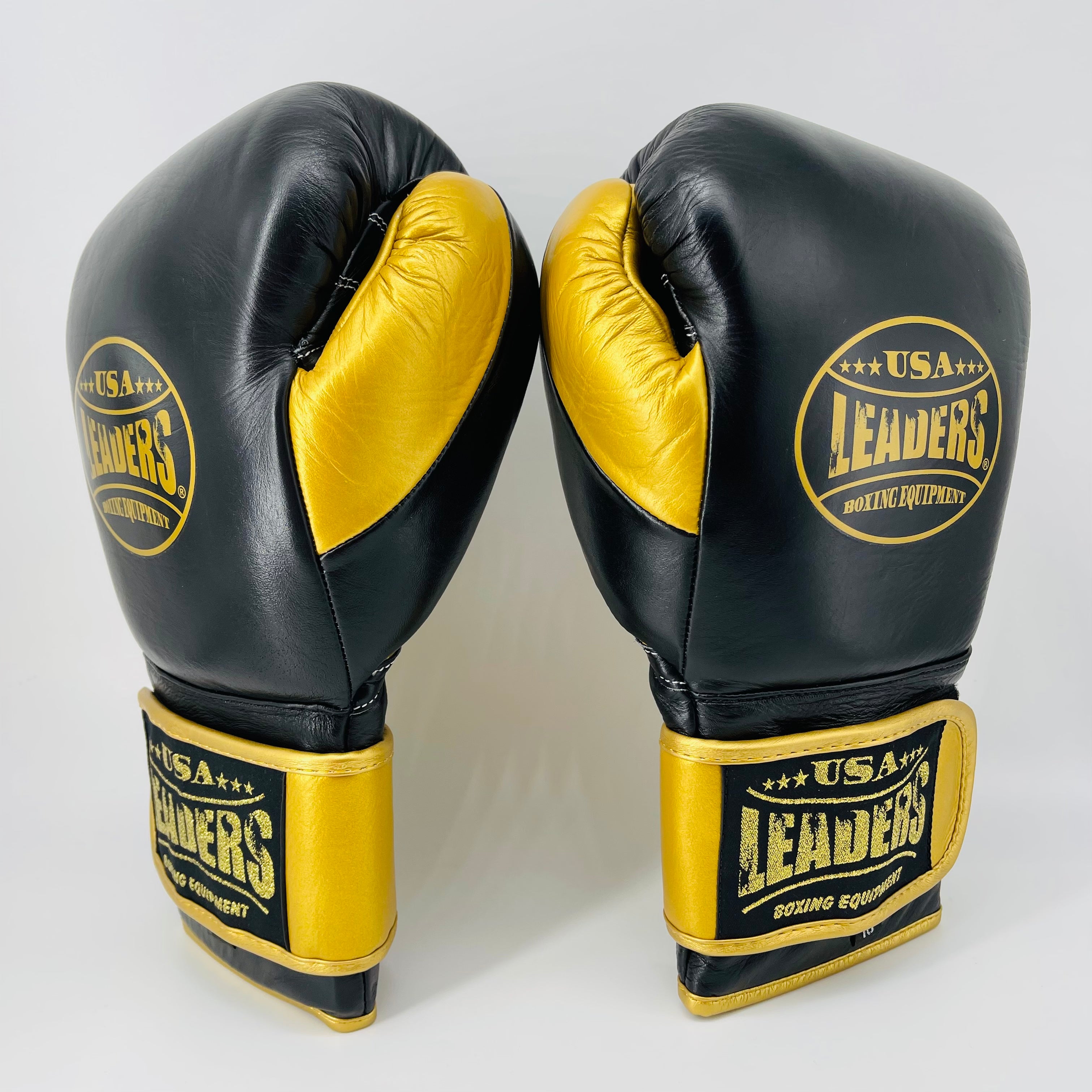 Leaders Boxing Gloves Hook & Loop  ( Black/Gold)