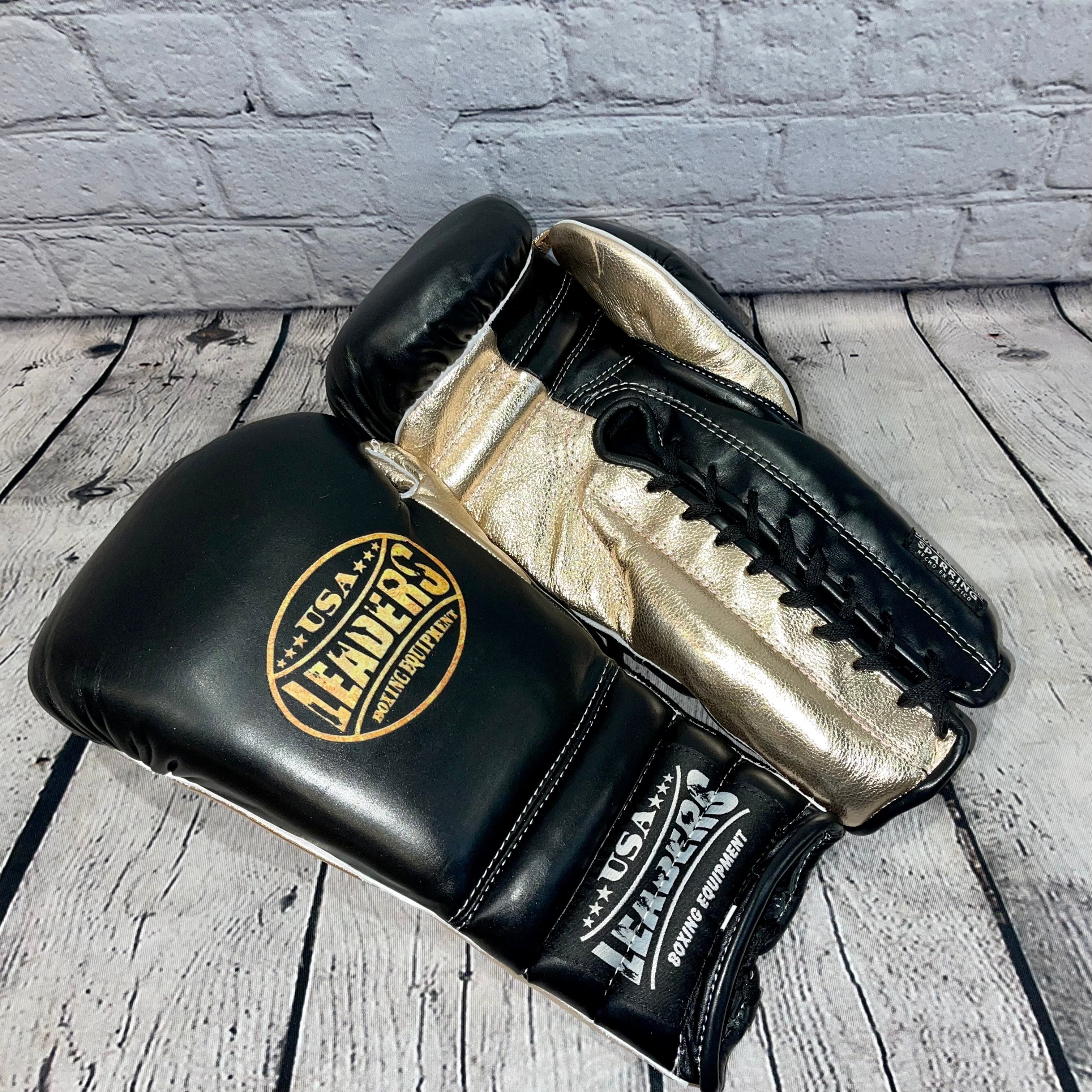 SuperLEAD Laced Boxing Gloves ( Black/Gold)