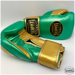 Elite Pro Style Compact Gloves Velcro (Emerald Green-Metallic Gold)