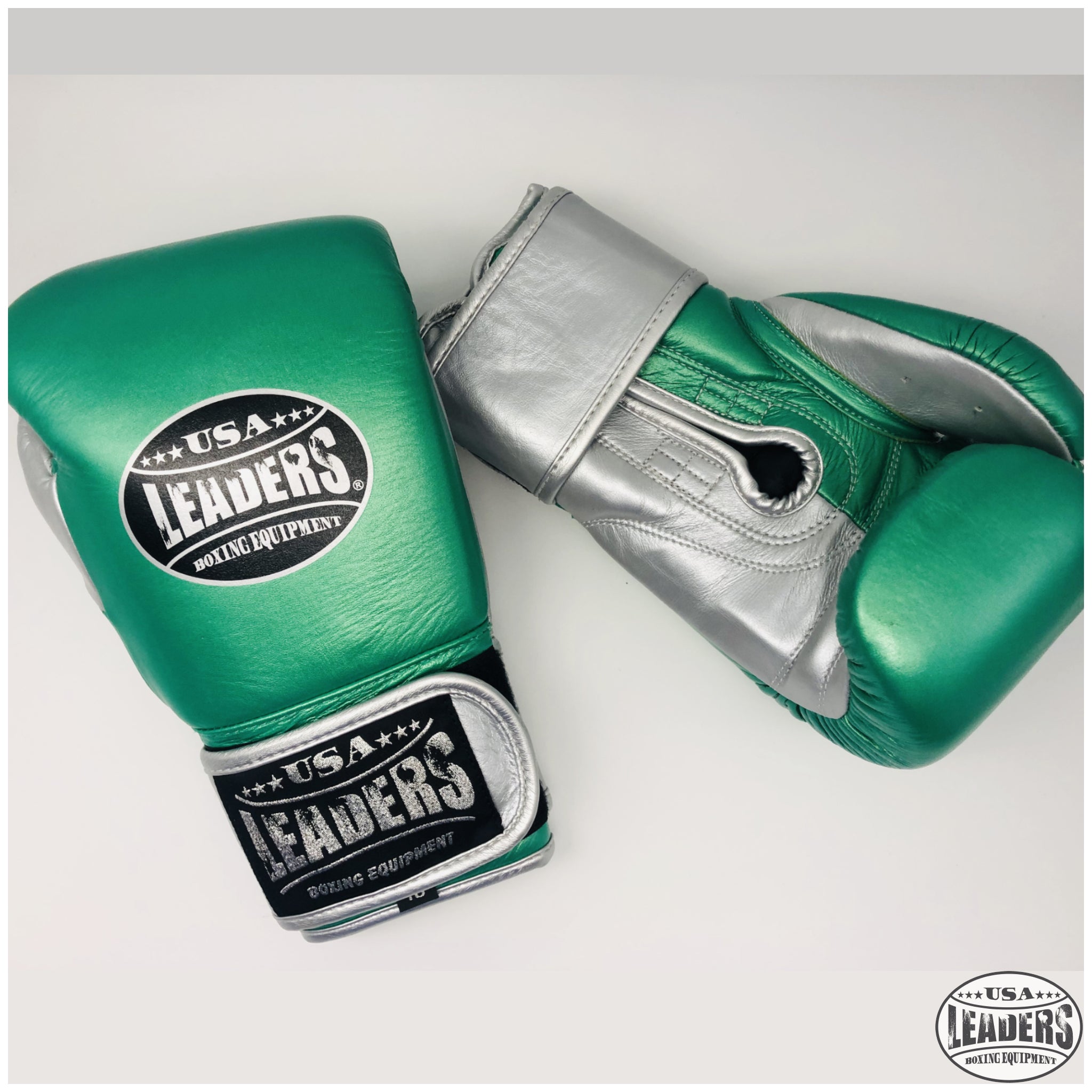 Elite Pro Style Compact Gloves Velcro (Emerald Green-Metallic Silver)