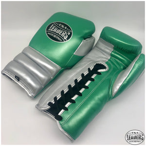 Elite Pro Style Compact Gloves Laced (Emerald Green-Metallic Silver)