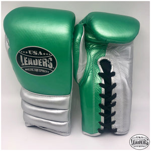 Elite Pro Style Compact Gloves Laced (Emerald Green-Metallic Silver)