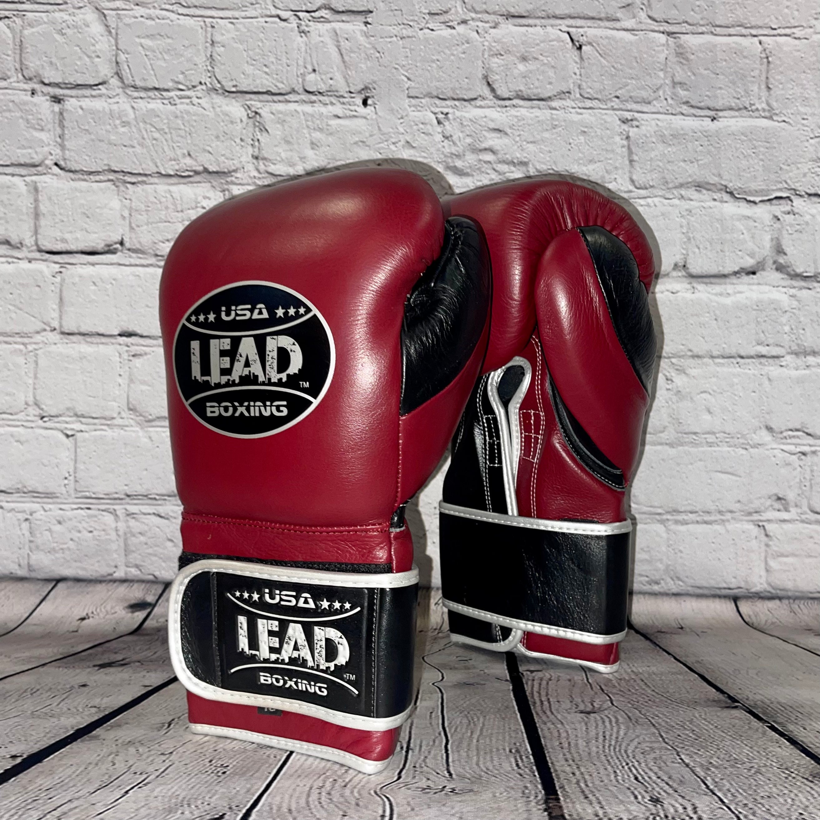 LEAD Boxing Velcro Gloves (Maroon/Black/Silver)