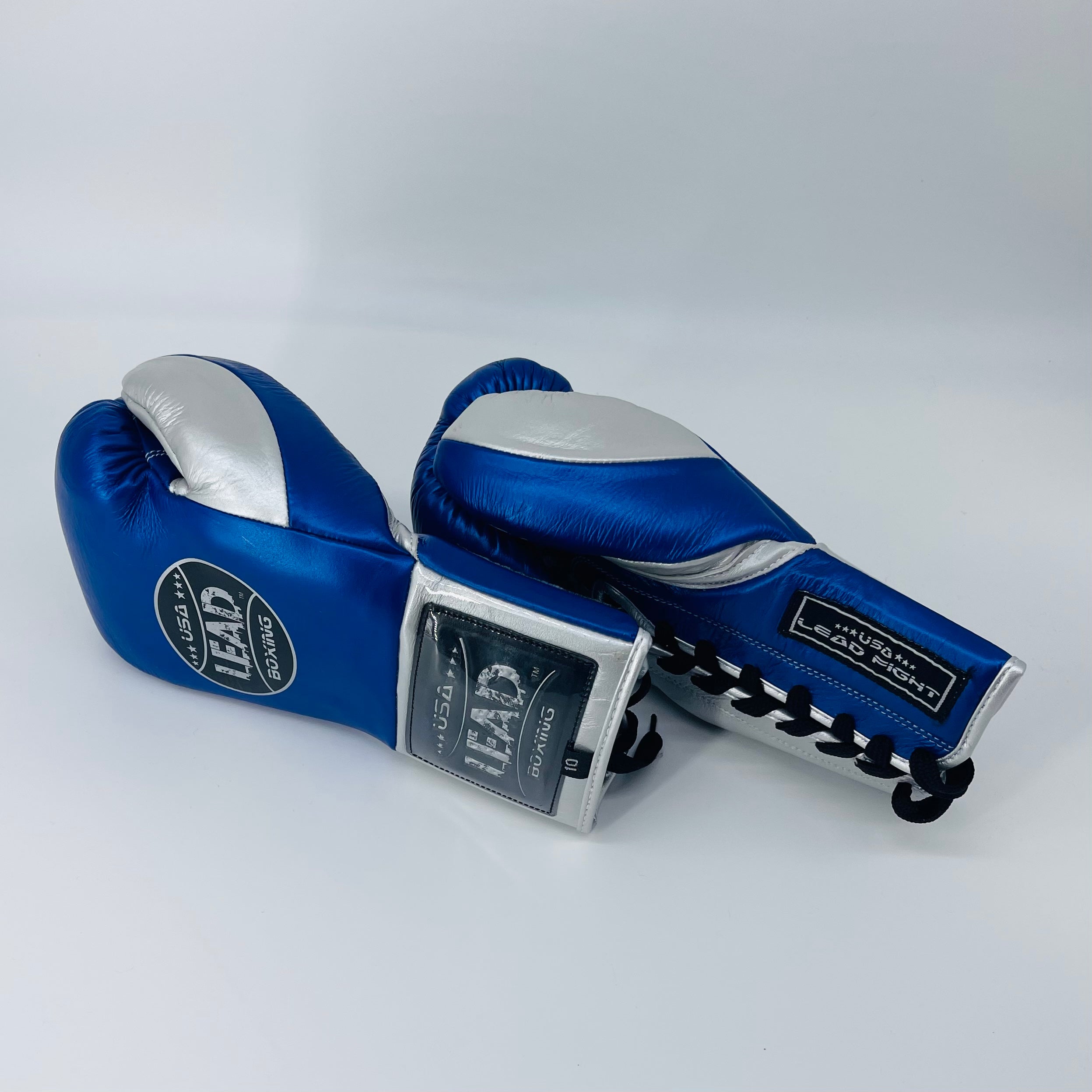 LEAD Boxing Fight Gloves (Metallic Blue/Silver)