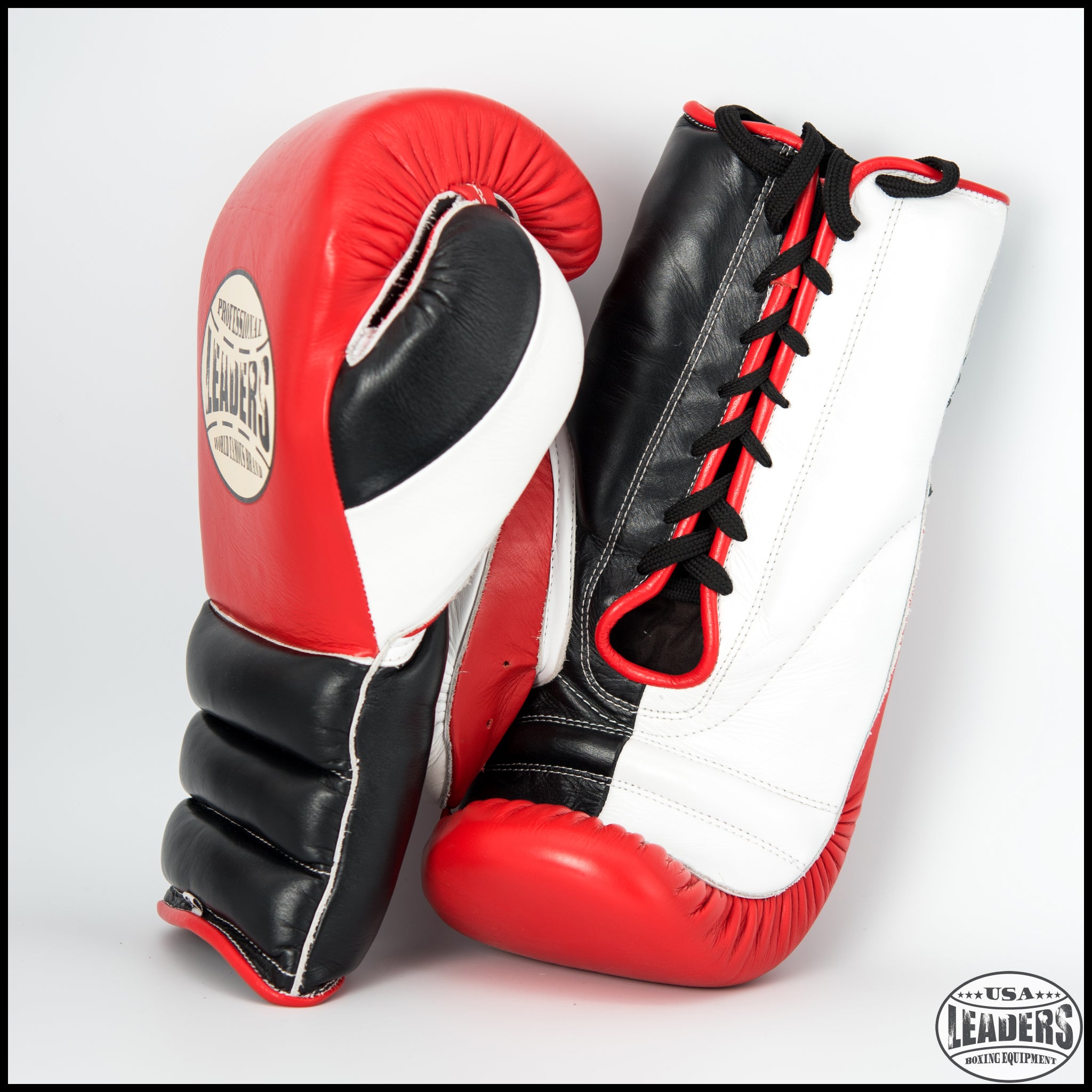 Elite Pro Style Boxing Gloves (Red-Black-White)