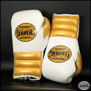 Elite Pro Style Boxing Gloves (White-Gold)