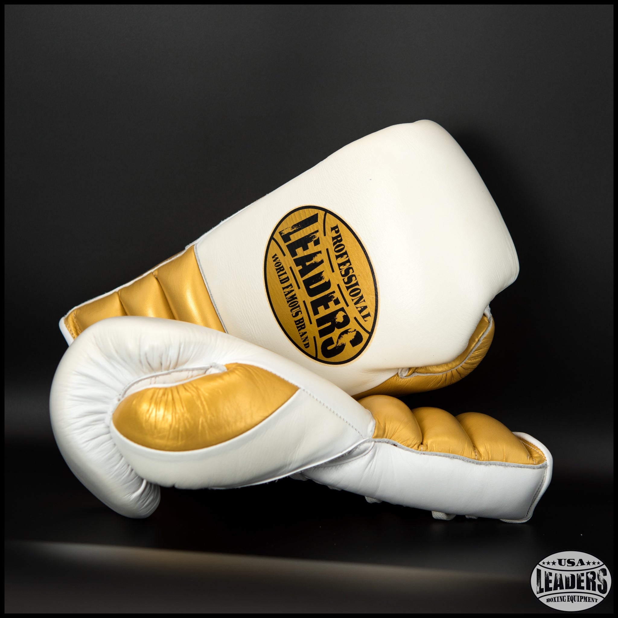 Elite Pro Style Boxing Gloves (White-Gold)