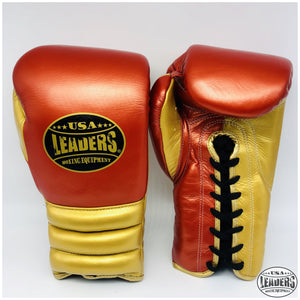Elite Pro Style Compact Gloves Laced (Rusty Red-Metallic Gold)
