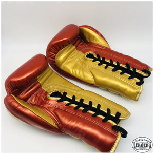 Elite Pro Style Compact Gloves Laced (Rusty Red-Metallic Gold)